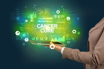 Close-up of a touchscreen with medical inscription