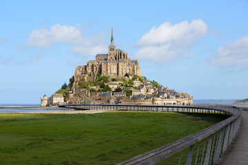 The Mont Saint-Michel tidal island, situated in France on the limit between Normandy and Brittany,...