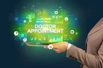 Close-up of a touchscreen with medical inscription