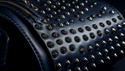 Shiny black leather shoe with metallic zipper generated by AI