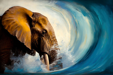 elephant in water