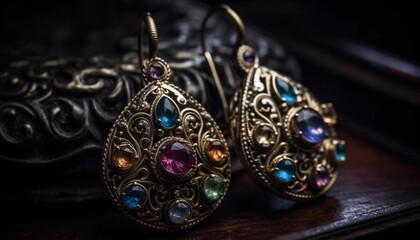 Obraz premium Shiny gold jewelry, a symbol of wealth generated by AI