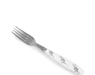 Silver fork with grunge handle on white background