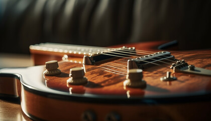 Steel strings on wood, musician creativity shines generated by AI