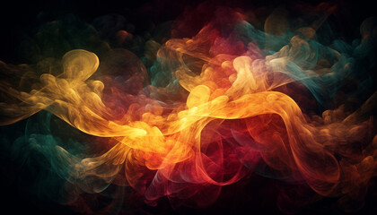 Obraz premium Vibrant colors flow in chaotic abstract shapes generated by AI