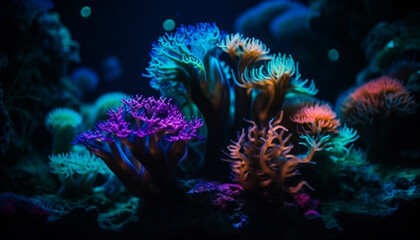 Fototapeta na wymiar Colorful sea life thrives in underwater paradise generated by AI