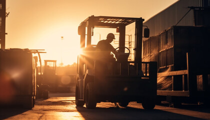 Men Driving Forklift Construction Site