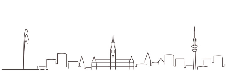 Hamburg Dark Line Simple Minimalist Skyline With White Background