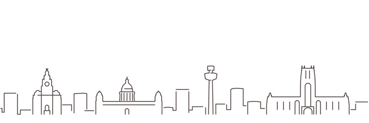 Liverpool Dark Line Simple Minimalist Skyline With White Background
