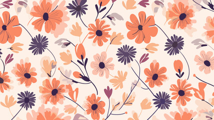 seamless pattern with flowers - obrazy, fototapety, plakaty