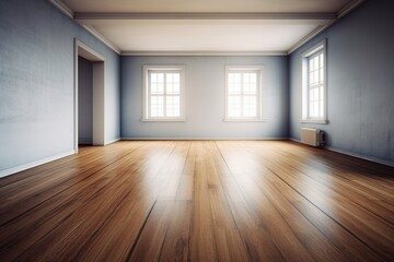 Fototapeta premium Empty Room Interior with wooden floor -Ai