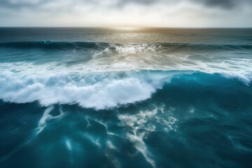 Fototapeta na wymiar wave breaking on the beach- Ai