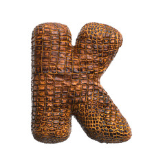crocodile letter K - Capital 3d reptile font - suitable for wildlife, ecology or conservation related subjects