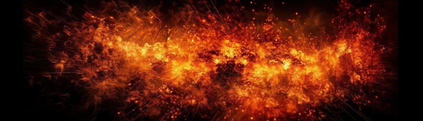 Fototapeta na wymiar Fiery Explosion. Horizontal banner. AI generated
