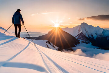 skier on the top of mountain