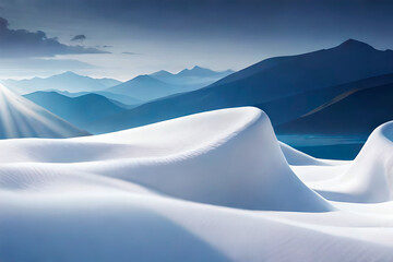 snow covered mountains in winter