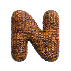 crocodile letter N - Capital 3d reptile font - suitable for wildlife, ecology or conservation related subjects