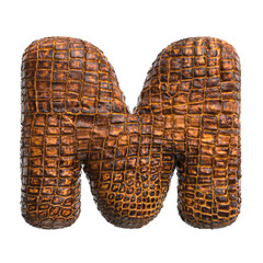 crocodile letter M - Capital 3d reptile font - suitable for wildlife, ecology or conservation related subjects