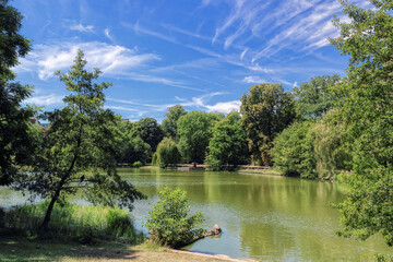 Beautiful parks of Europe. Green background