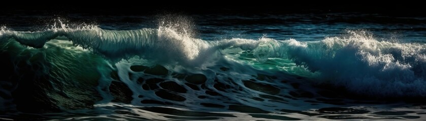 Fototapeta na wymiar Shimmering Waves. Horizontal banner. AI generated
