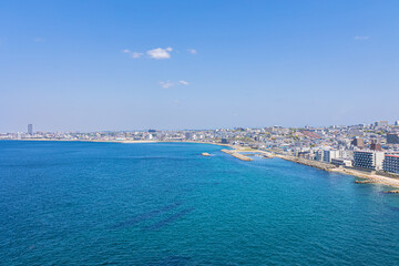 Fototapeta premium 明石海峡大橋から見る明石市の街並み