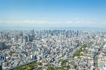 Obraz premium あべのハルカス 展望台からみた大阪の街並み