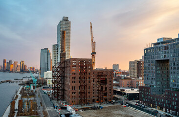 View from the Williamsburg bridge of Domino Building construction