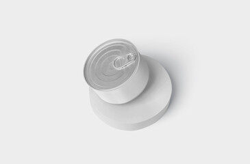 Blank white conserve can with lid mock up, 3d rendering. Empty canned jar mockup isolated. 3D illustration.