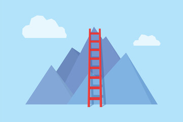 ladder to the top of the mountain, way to success, goal achiving- vector illustration © chrupka