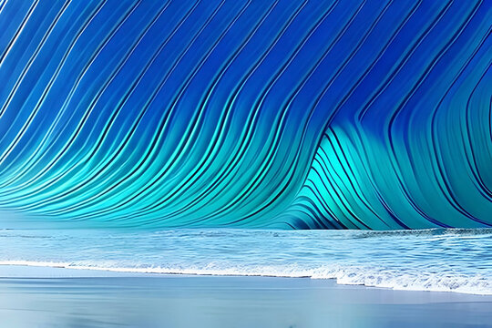 pattern with Ocean Waves, This pattern features a repeating design of ocean waves in shades of blue and green. It's perfect for a beachy summer vibe © Olanod
