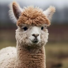 Fototapeta premium An adorable fluffy alpaca. Generative AI. 