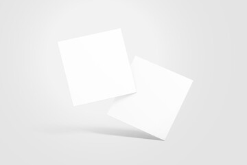 Blank white mock up template for business card, invitation car, greeting card, flyer and brochure, stack of papers on white background, 3D illustration, 3D rendering.