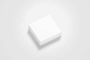Blank white mock up template for business card, invitation car, greeting card, flyer and brochure, stack of papers on white background, 3D illustration, 3D rendering.