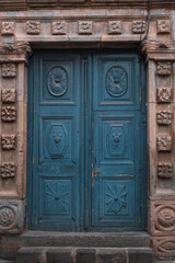 Colonial doors of the traditional houses of the beautiful city of Cusco