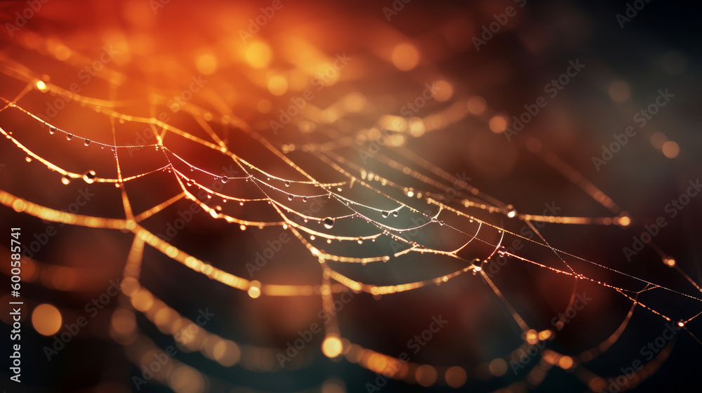 Wall mural microscope photography of a spider web