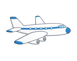 Flying passenger airplane isolated vector