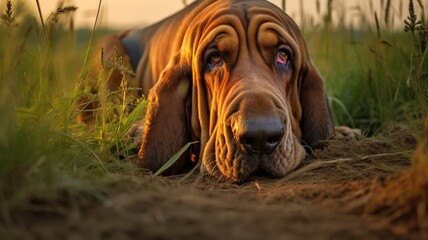 Nose to the Ground: A Bloodhound's Journey - obrazy, fototapety, plakaty
