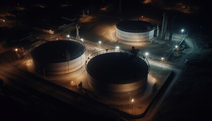 Obraz premium Aerial view concrete tank for gas supply 