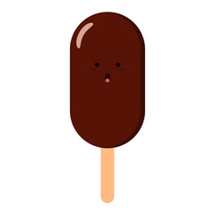 Surprised chocolate ice cream on white background