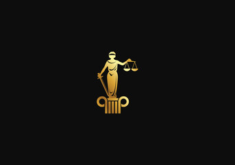 Logo Gold Women Justice and balance sheet. Premium and Minimalist, simple and luxury modern. editable color.