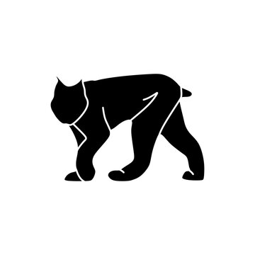 recommend clip art: Canada Lynx icon in black fill silhouette mode. Top choice of animal vector illustration in trendy style. Editable graphic resources for many purposes.