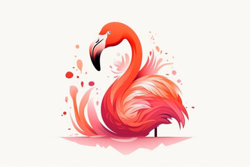 Pink flamingo bird logo icon design vector illustration. Ai generated