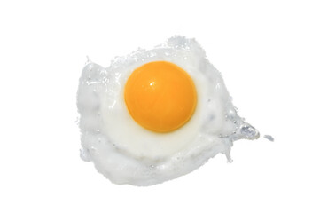 Fried egg isolated on white background. Top view