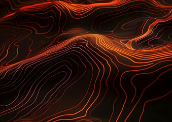 Abstract red 3d topography lines background - obrazy, fototapety, plakaty
