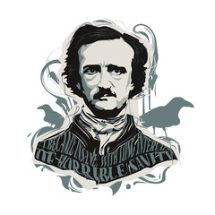 Edgar Allan Poe artistic vector portrait - obrazy, fototapety, plakaty