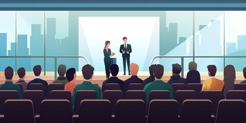 Businessman giving a presentation, the concept of group learning in a meeting, generative ai illustration