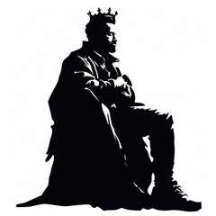 A black and white silhouette of a man in a crown. Generative AI.