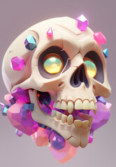 Digital illustrations of skulls and gems, backgrounds, wallpapers, generated by AI