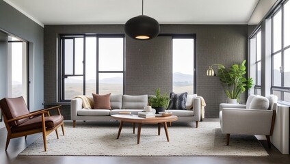Loft living room, generative ai