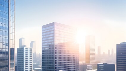 Fototapeta premium Business office building exterior with cityscape, generative ai